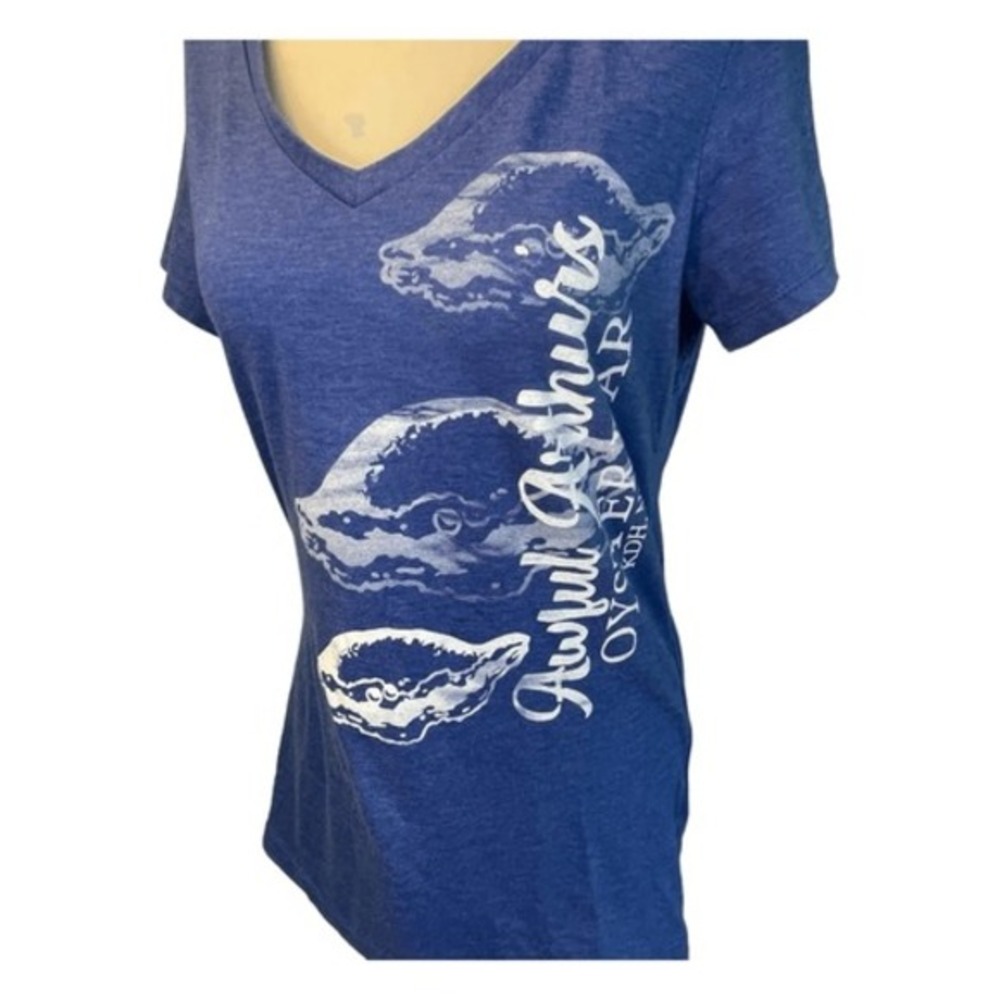 Awful Arthur's Oyster Bar Graphic Tee Blue White Logo Kill Devil Hills NC - Picture 3 of 6